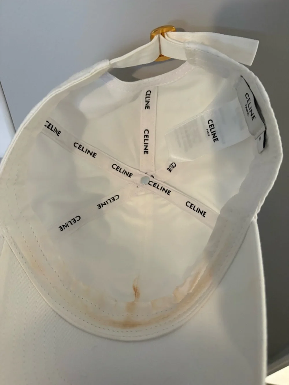Celine White Embroidered Triomphe Baseball Cap size M- worn once- authentic